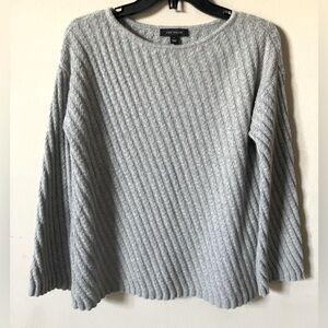 ANN TAYLOR  Grey Ribbed Wool/Alpaca Blend Sweater